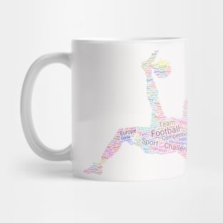 Football Footballer Silhouette Shape Text Word Cloud Mug